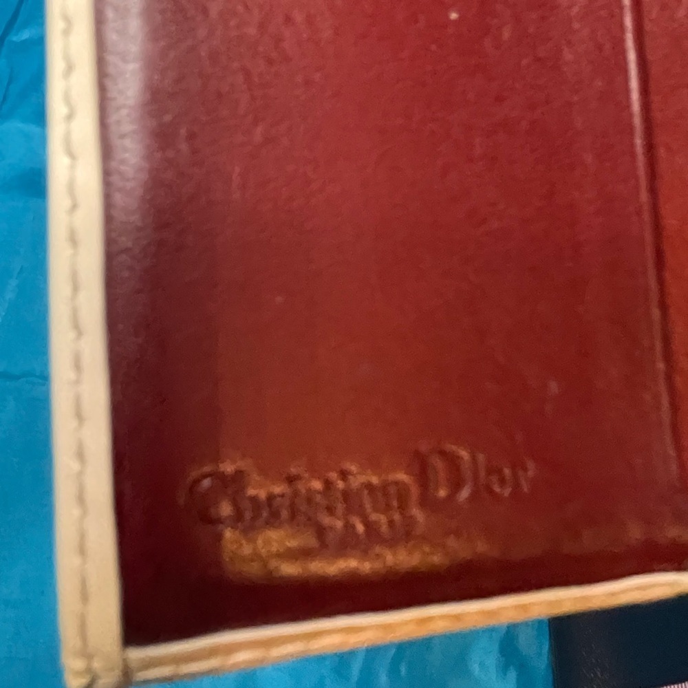 DIOR TROTTER #1 WALLET EUC EXCELLENT INSIDE & OUT 4”x4” BORDEAUX / CREAM - Picture 5 of 13